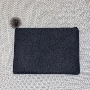 Gray Clutch with Pom Pom